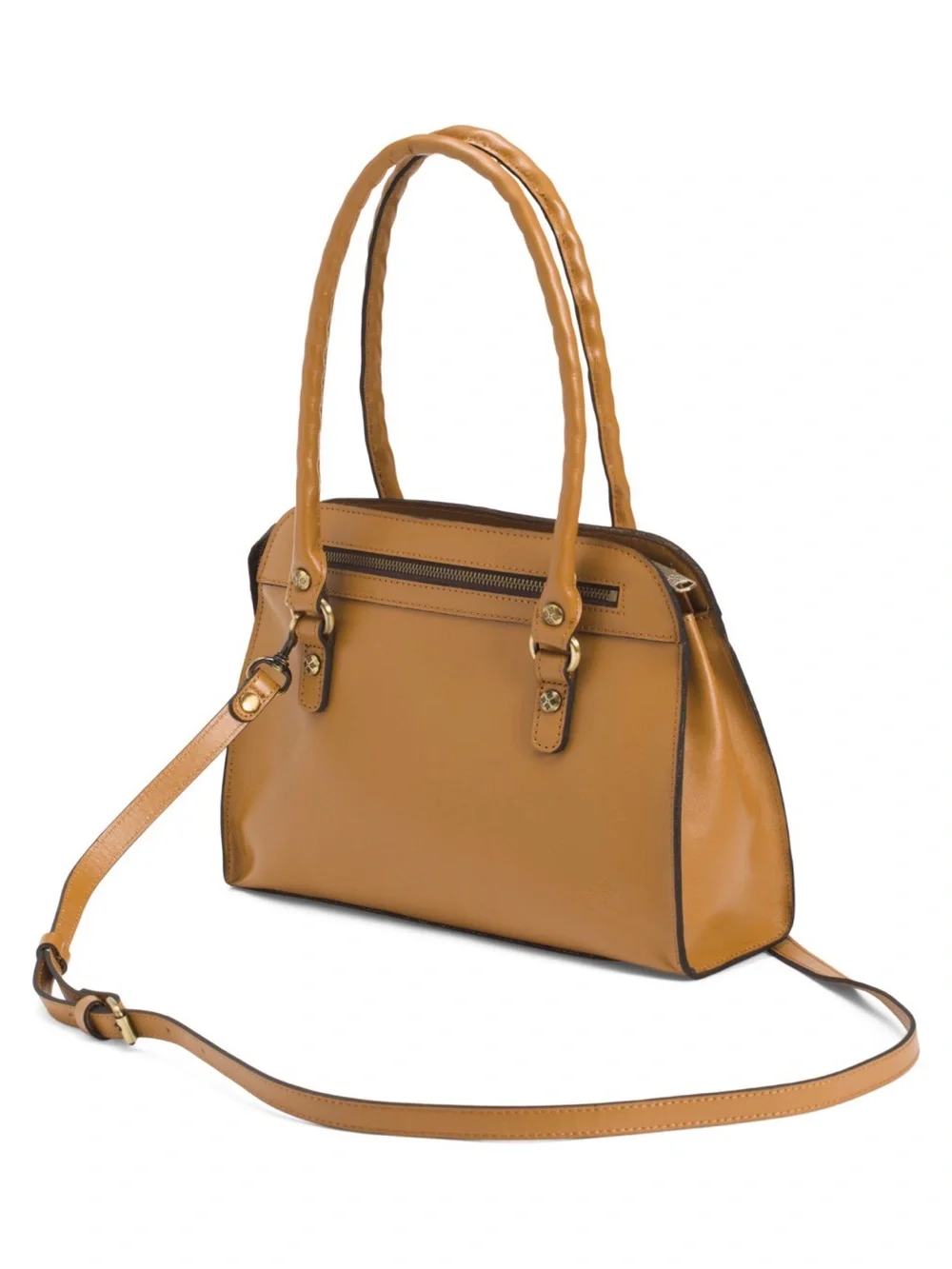 Patricia Nash Tan Embossed Leather Satchel with Floral Tooling